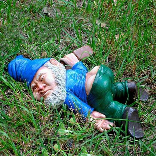 Drunken Sleeping Garden Gnome Figurine