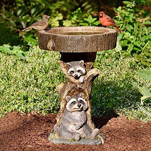 Raccoon Animal Statue Birdbath - youroutdoorjourney22