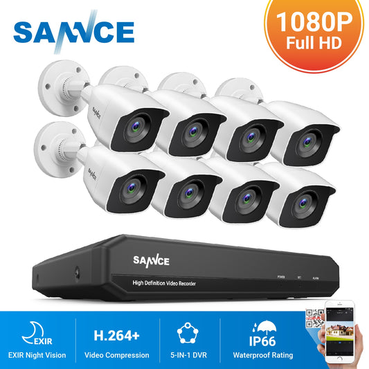 8CH 1080P DVR CCTV System W/ 4/8pcs 2 MP IR Outdoor Cameras