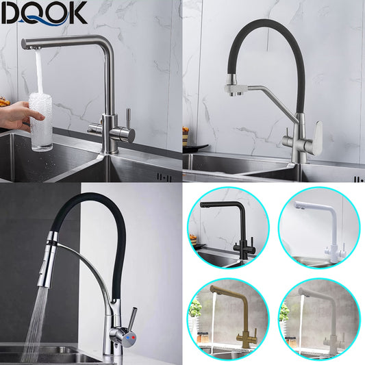 Dual Handle Kitchen Faucet W/ Filtered Water Purification Tap